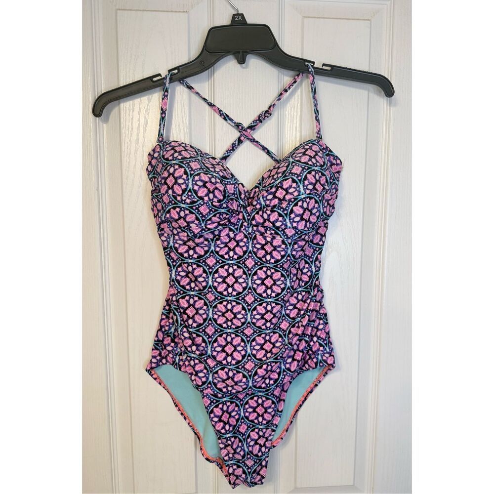 Catalina One Piece Swimsuit Womens Large L Multicolor Printed Padded